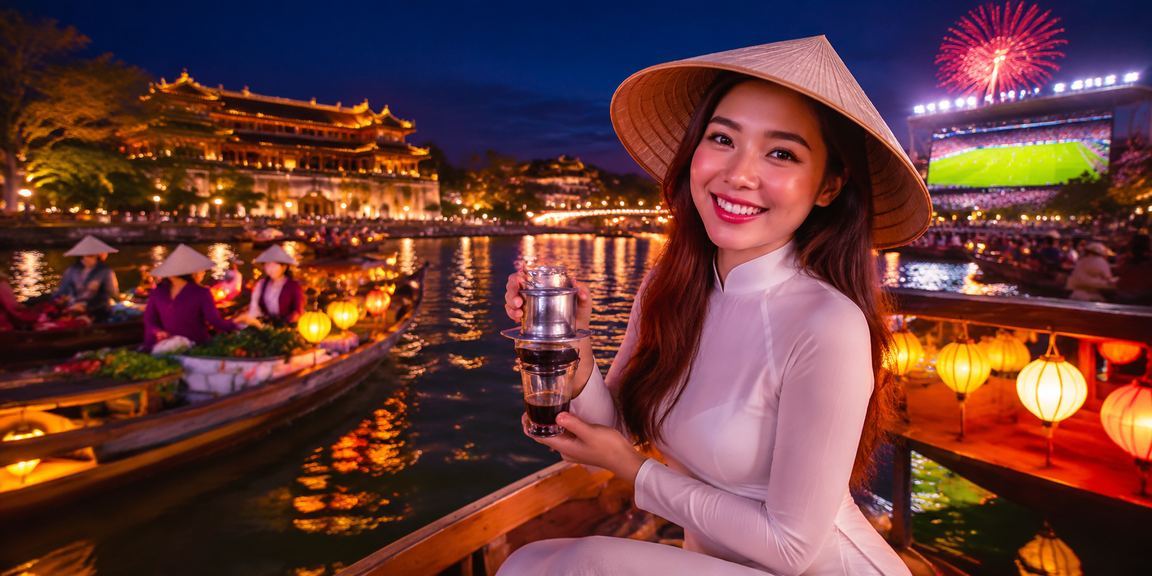 Người dùng tại Huế đọc điều khoản dịch vụ f108 trên điện thoại bên ly cà phê